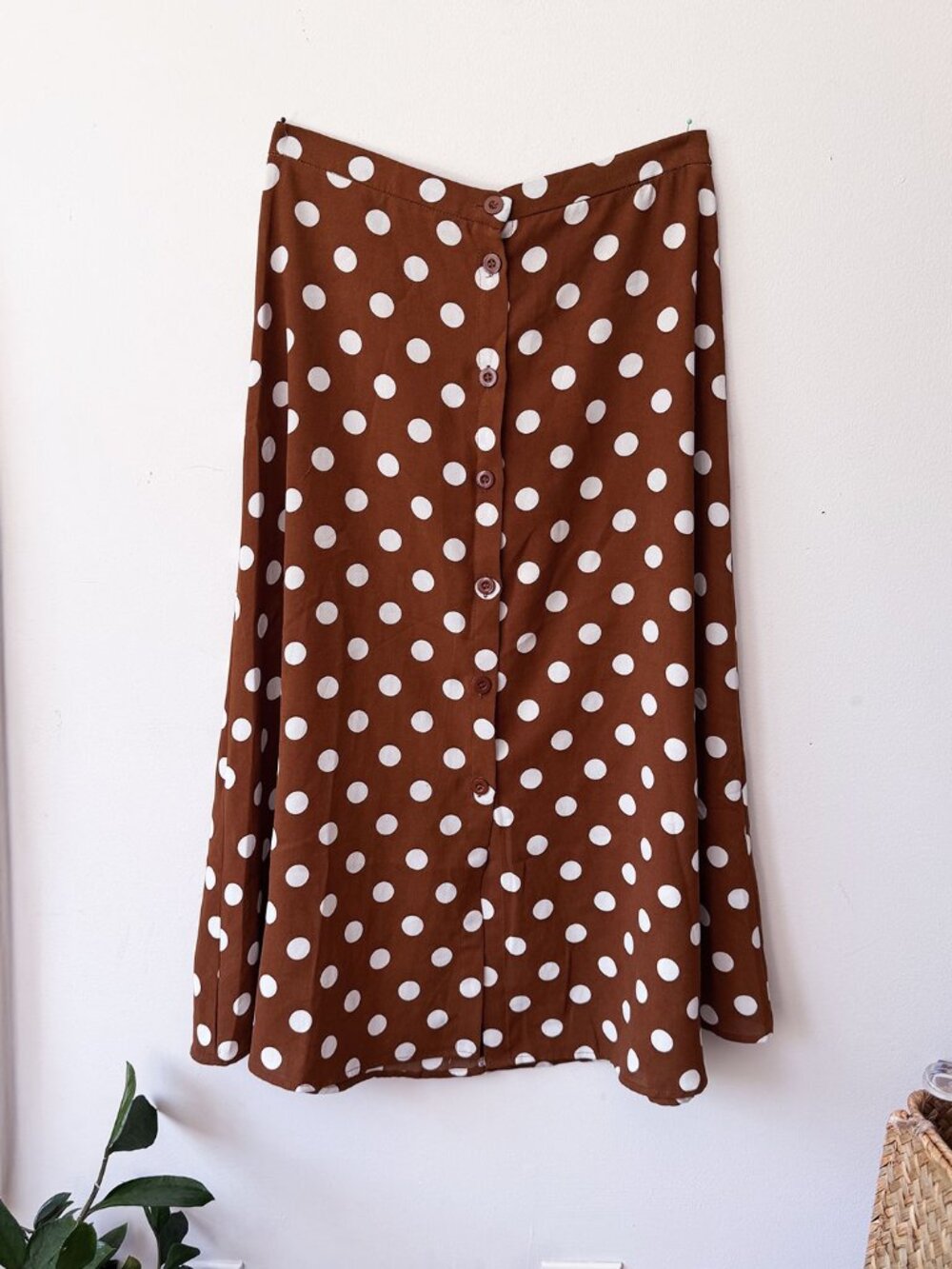 🤎 Lucy Wang Polka Dot Midi Skirt — Size M